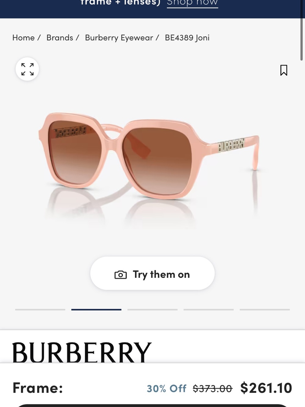 Burberry Pink Frame Sunglasses with Brown Gradient Lenses - Picture 4 of 6